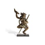 STATUETTE DE VAJRAVARAHI EN ARGENT ET ALLIAGE DE CUIVRE PARTIELLEMENT DOR&#201; INDE DU NORD-EST...