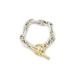 HERMES Paris. Bracelet Chaine d'Ancre, argent et or Circa 1980