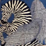 HERMES Paris. Carr&#233; Zebra Pegasus, soie imprim&#233;e Cr&#233;ation: Alice Shirley