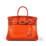 HERMES Paris Made In France. Birkin Ghillies 35, Alligator, Autruche et L&#233;zard 2016