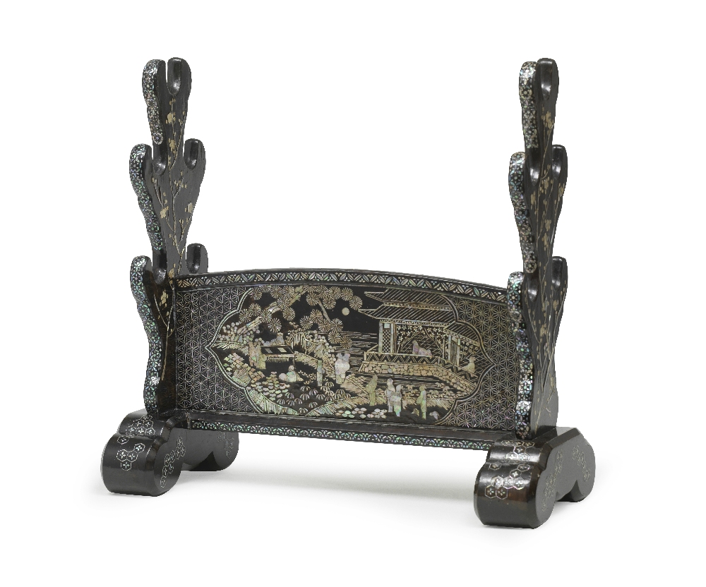 A RYUKYUAN SHELL-INLAID KATANA KAKE (SWORD STAND) Edo period (1615-1868), probably 18th century - Image 2 of 2