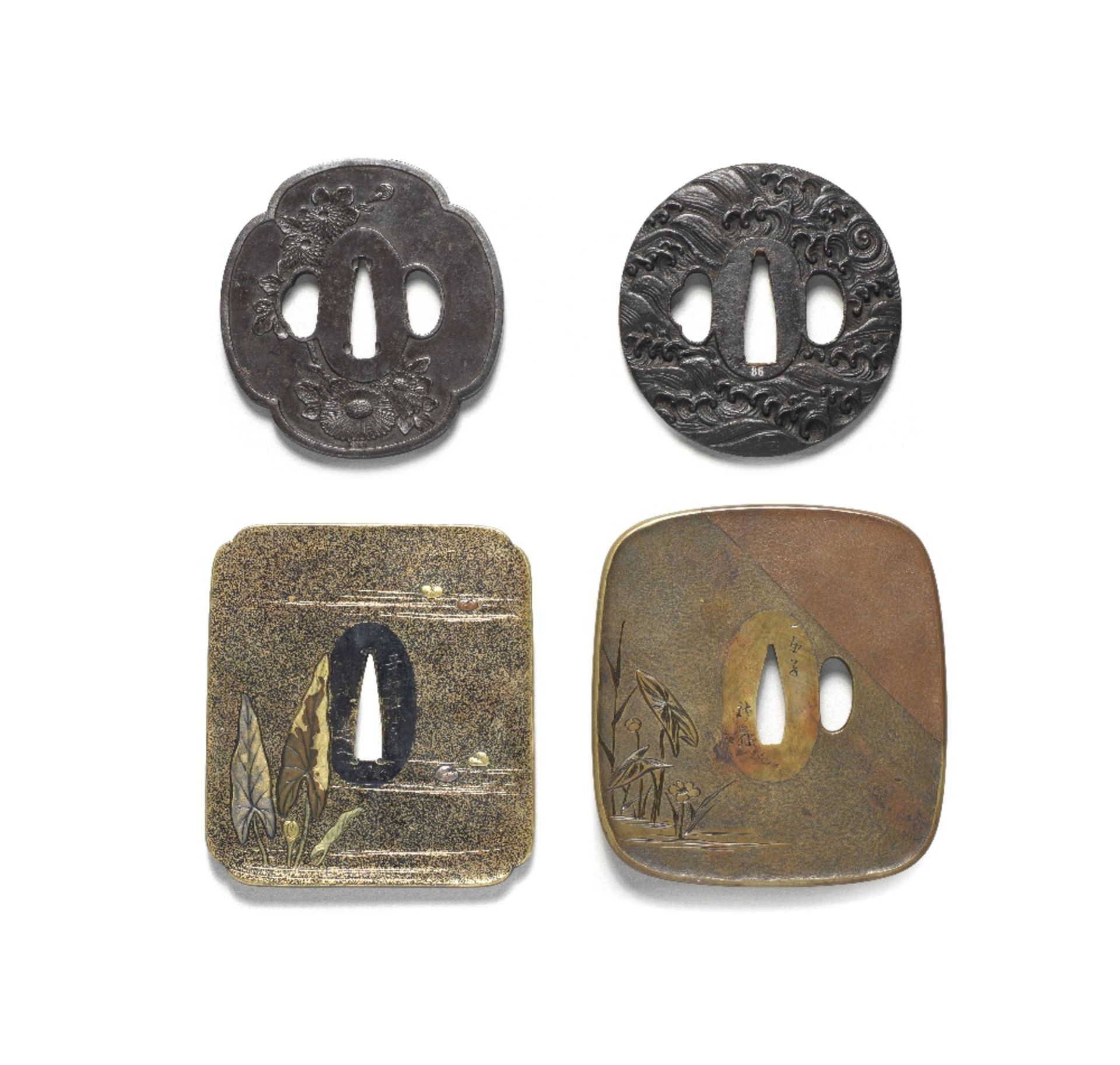 FOUR TSUBA (HAND GUARDS) Edo period (1615-1868) and Meiji era (1868-1912), late 18th to early 20t... - Image 2 of 2