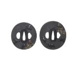 TWO TSUBA (HAND GUARDS) FOR A DAISHO (SET OF LONG AND SHORT SWORD) Edo period (1615-1868), 19th c...