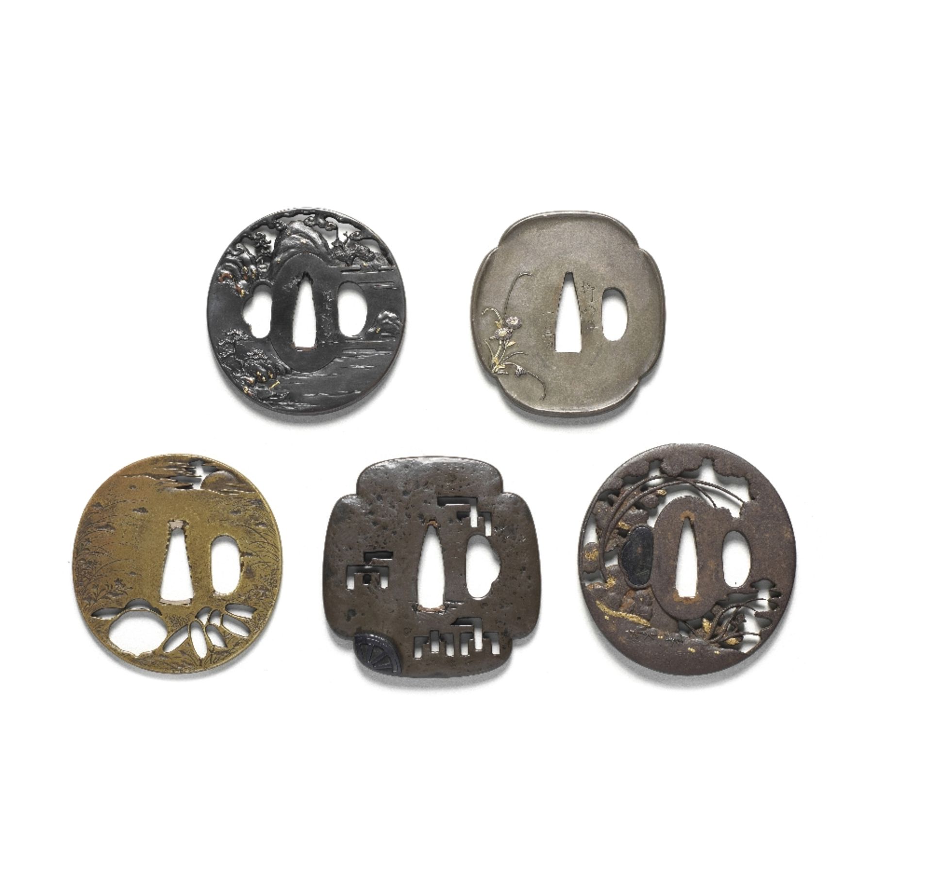 FIVE TSUBA (HAND GUARDS) Edo period (1615-1868), late 18th to mid-19th century (5) - Image 2 of 2