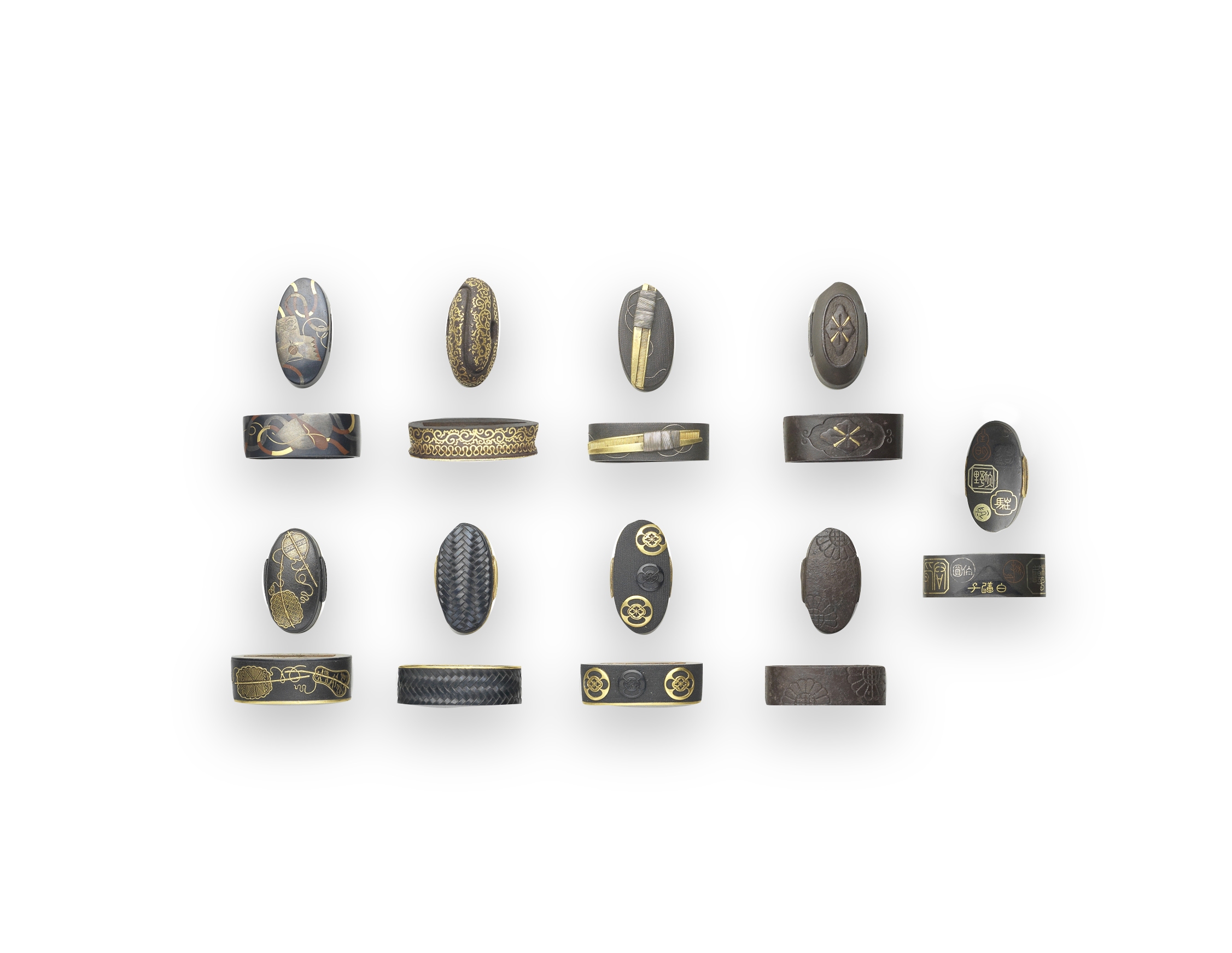 NINE FUCHI-GASHIRA (HILT COLLARS AND POMMELS) Edo period (1615-1868), 18th to 19th century (22)