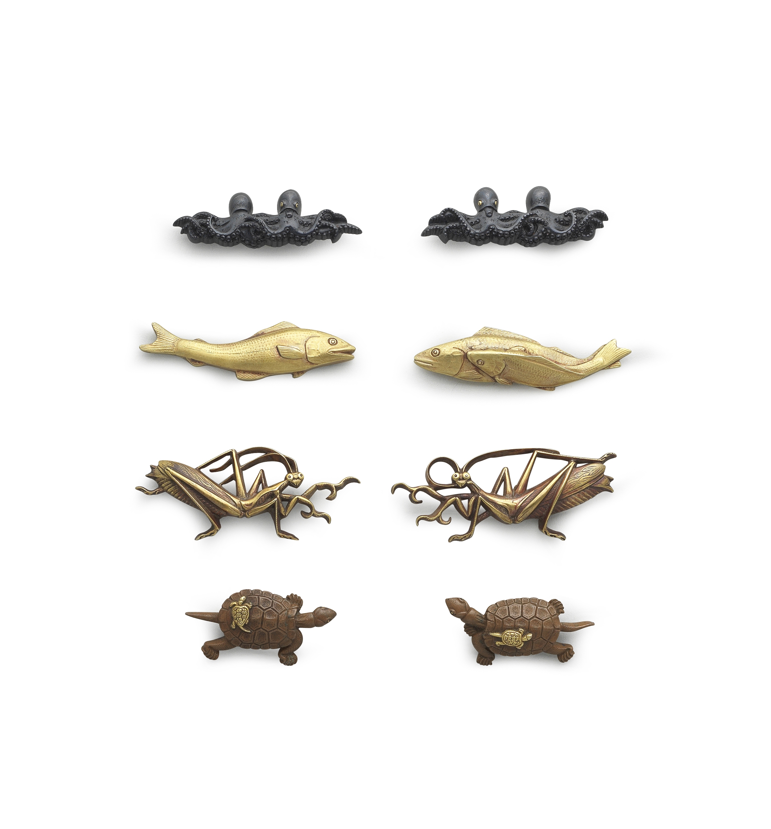 FIVE SETS OF MENUKI (HILT GRIPS) Edo period (1615-1868), 19th century (12)