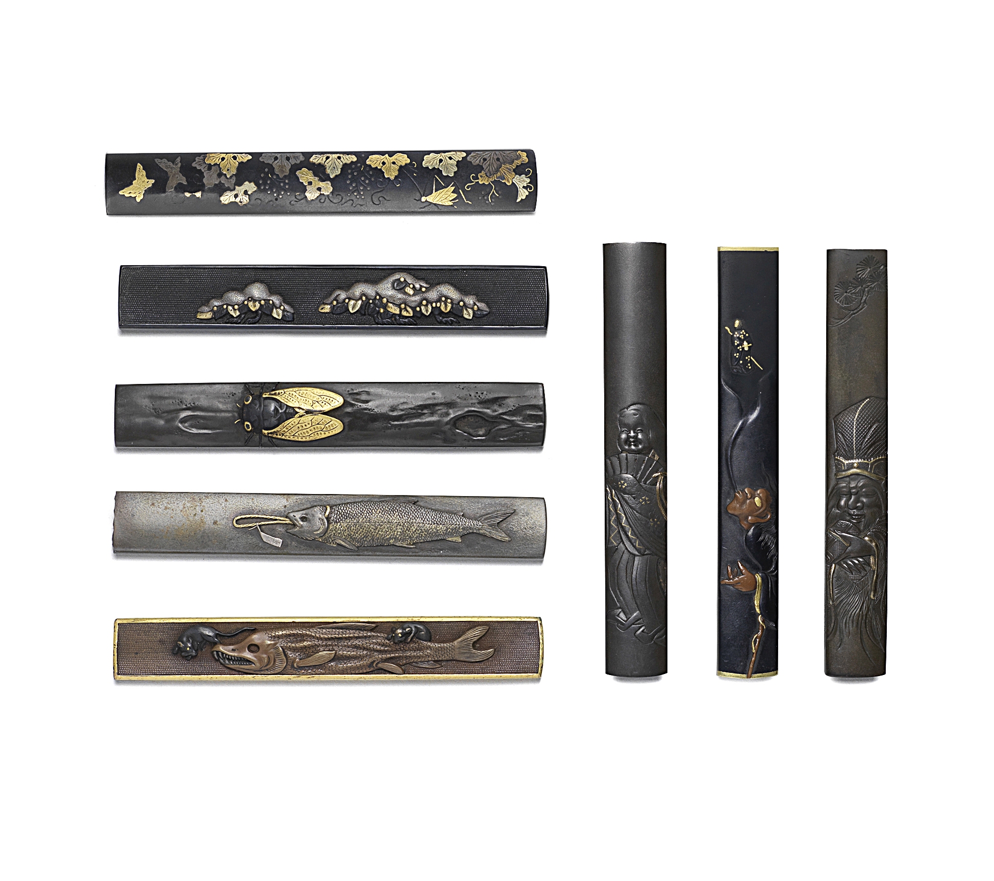 EIGHT KOZUKA (KNIFE HANDLES) Edo period (1615-1868), 18th to 19th century (8)