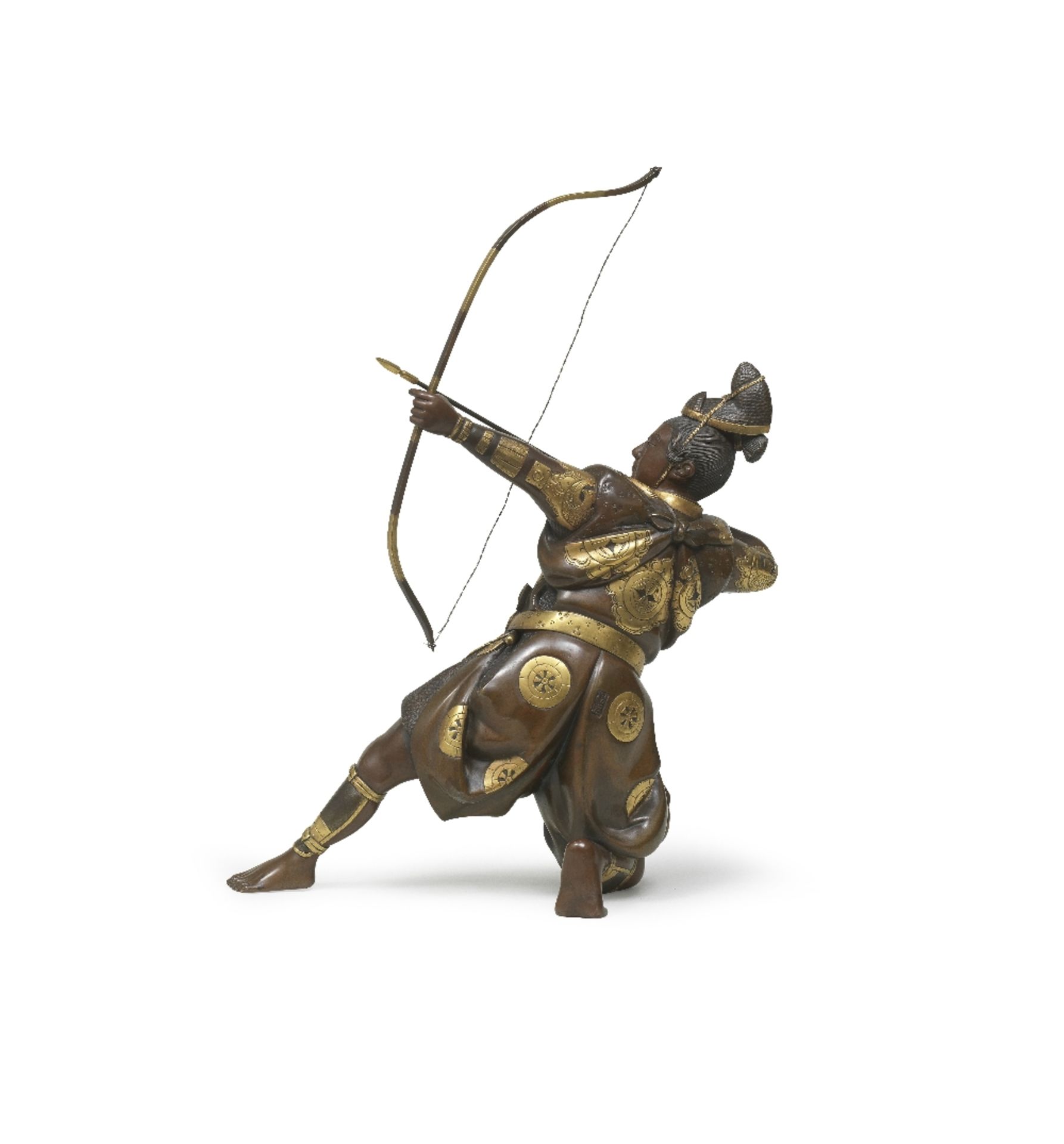 SHOSEI A Gilt-Bronze Figure of an Archer Meiji era (1868-1912), late 19th/early 20th century (3) - Image 2 of 2