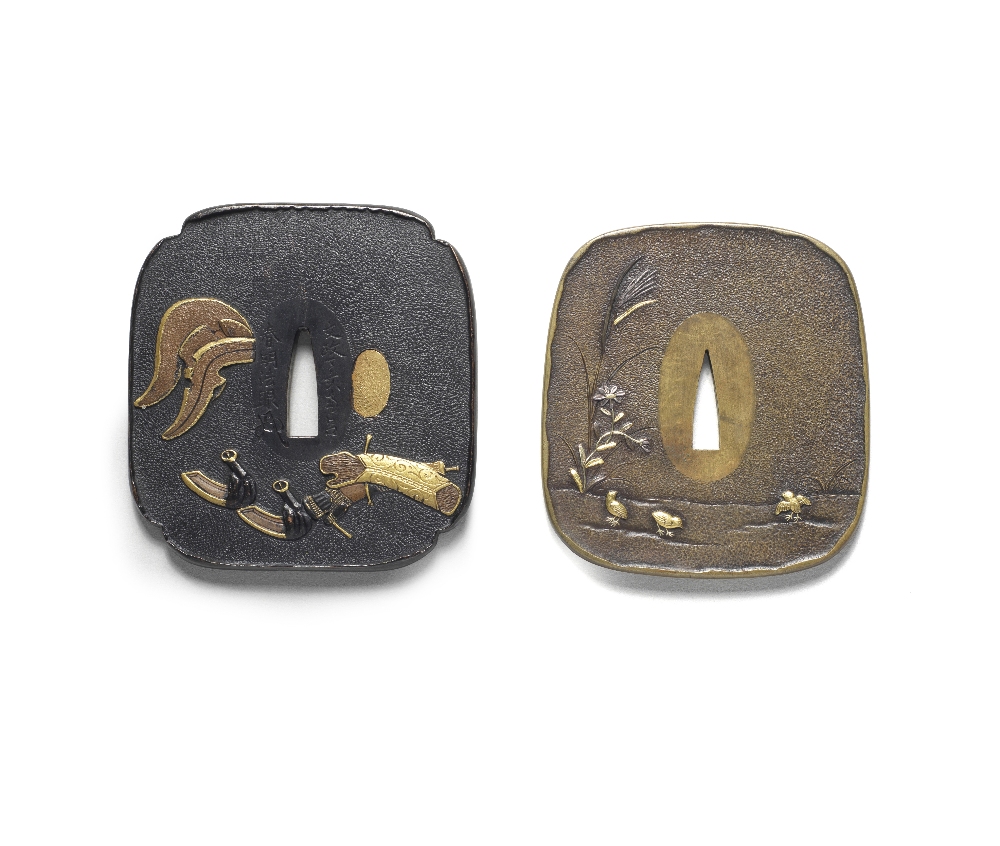 TWO TSUBA (HAND GUARDS) Edo period (1615-1868) to Meiji era (1868-1912), late 19th century, one d... - Image 2 of 2