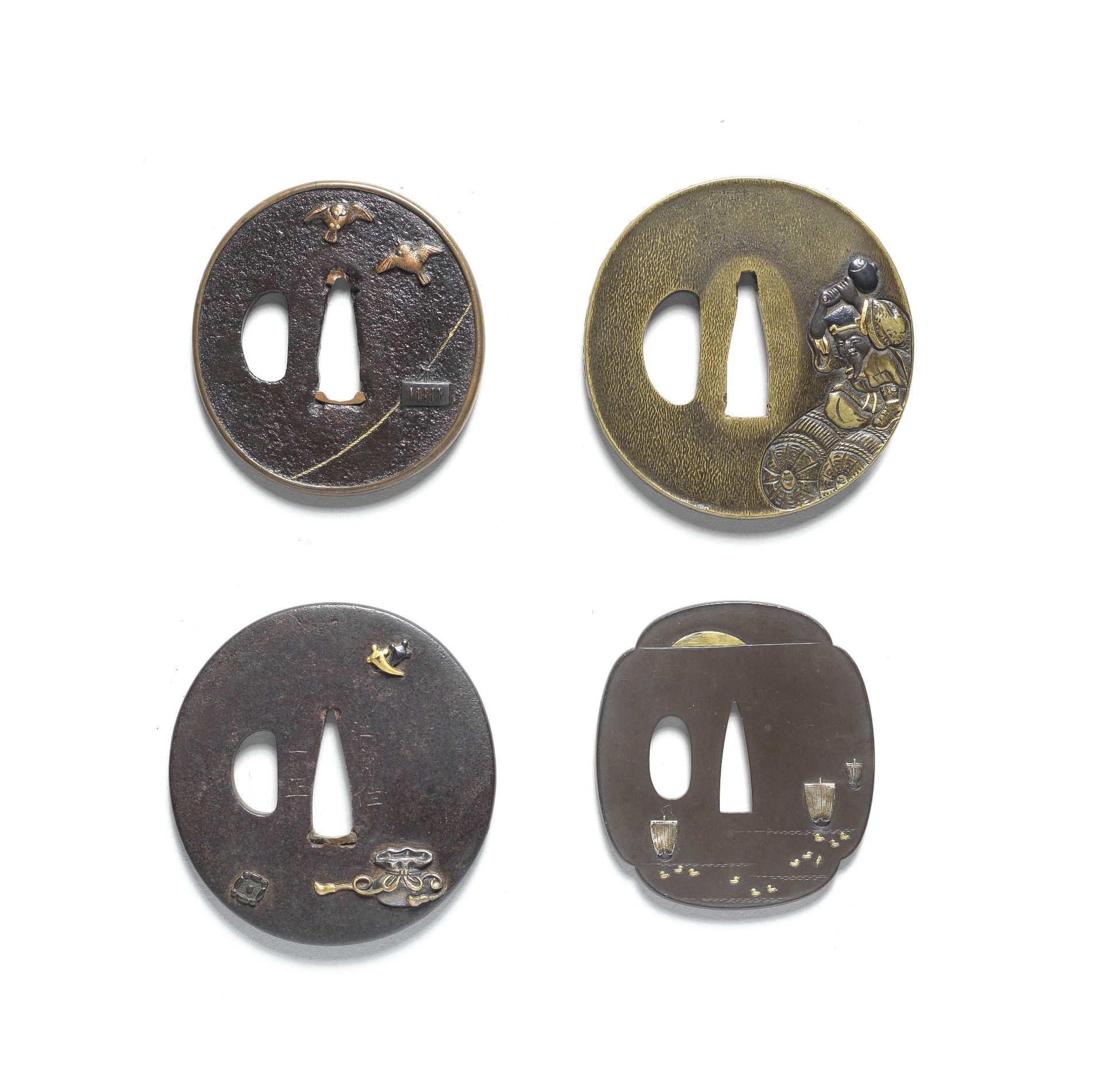 FOUR TSUBA (HAND GUARDS) Edo period (1615-1868), 18th to 19th century (4)