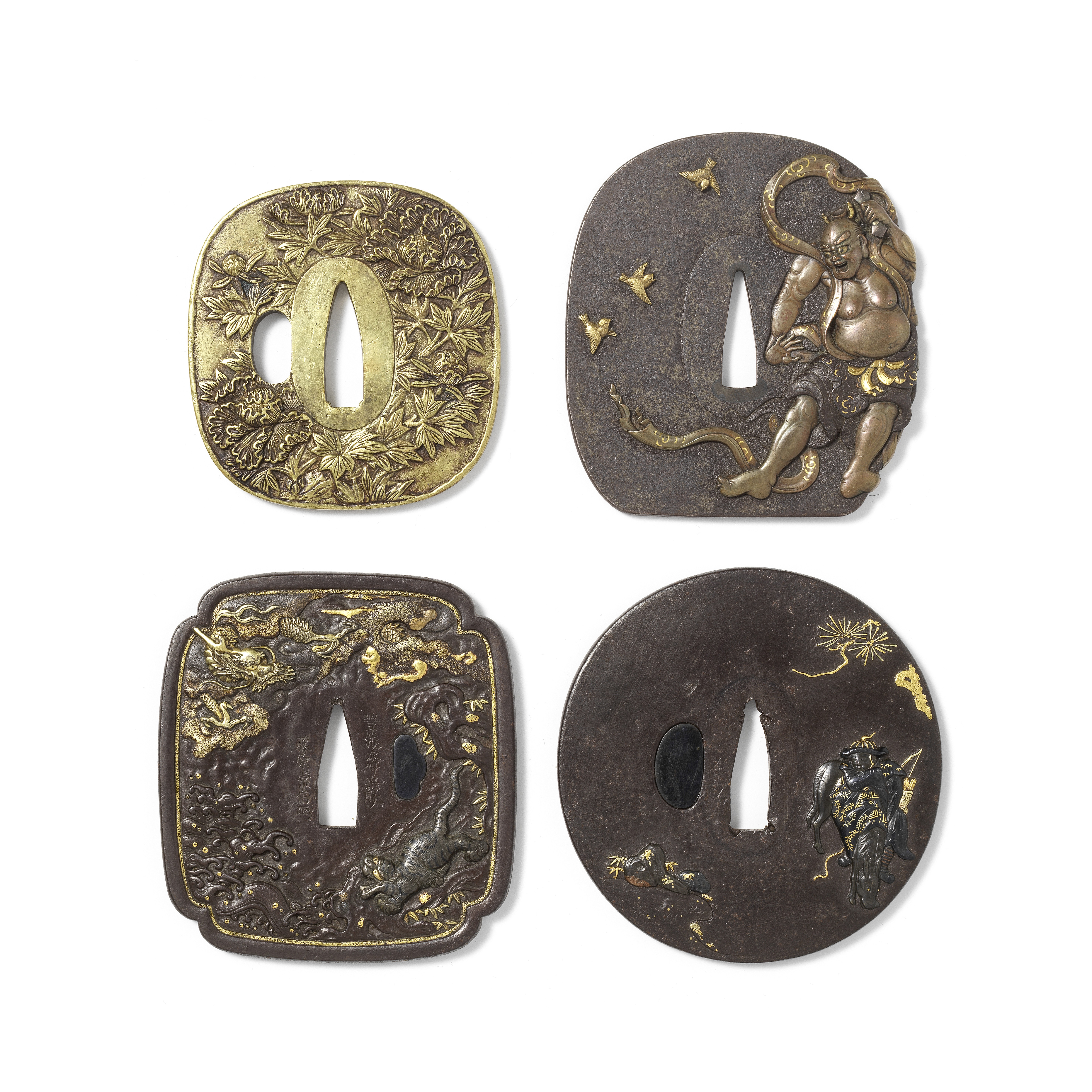 FOUR TSUBA (HAND GUARDS) Edo period (1615-1868) and Meiji era (1868-1912), 19th century (4)