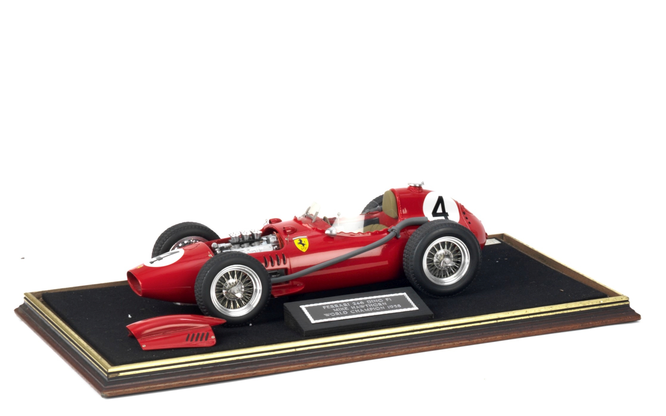 An MG Models limited edition scale model of Mike Hawthorn's 1958 Driver World Championship Ferrar...