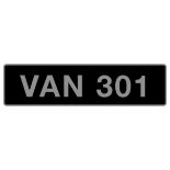 'VAN 301', UK Vehicle Registration Number,