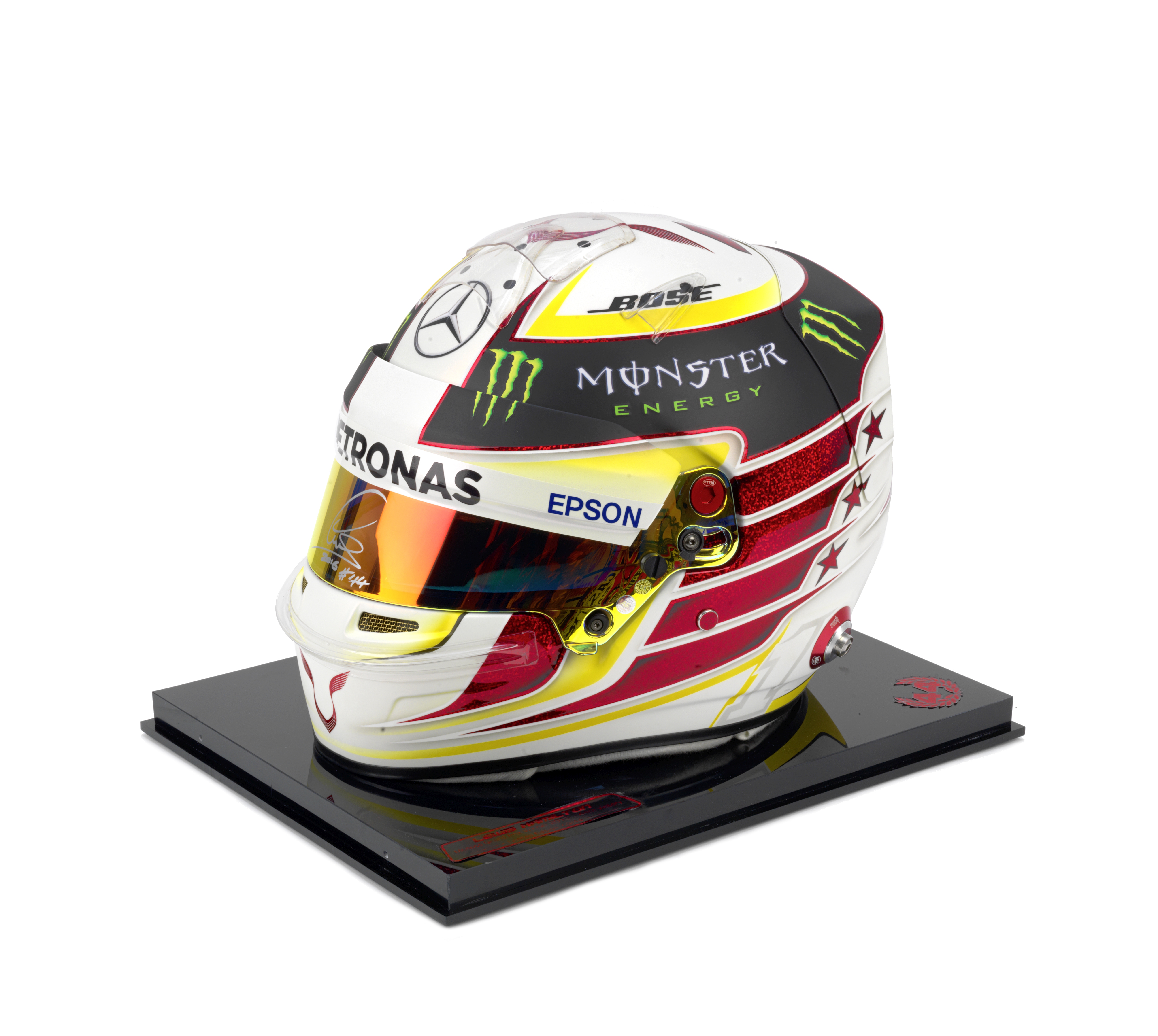 A Lewis Hamilton 2016 Monaco Grand Prix limited edition replica helmet by Bell, ((2))