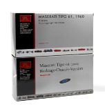 Two boxed 1:18 scale models of a 1960 Maserati Type 61 'Birdcage' and engine, by CMC Models of Ge...