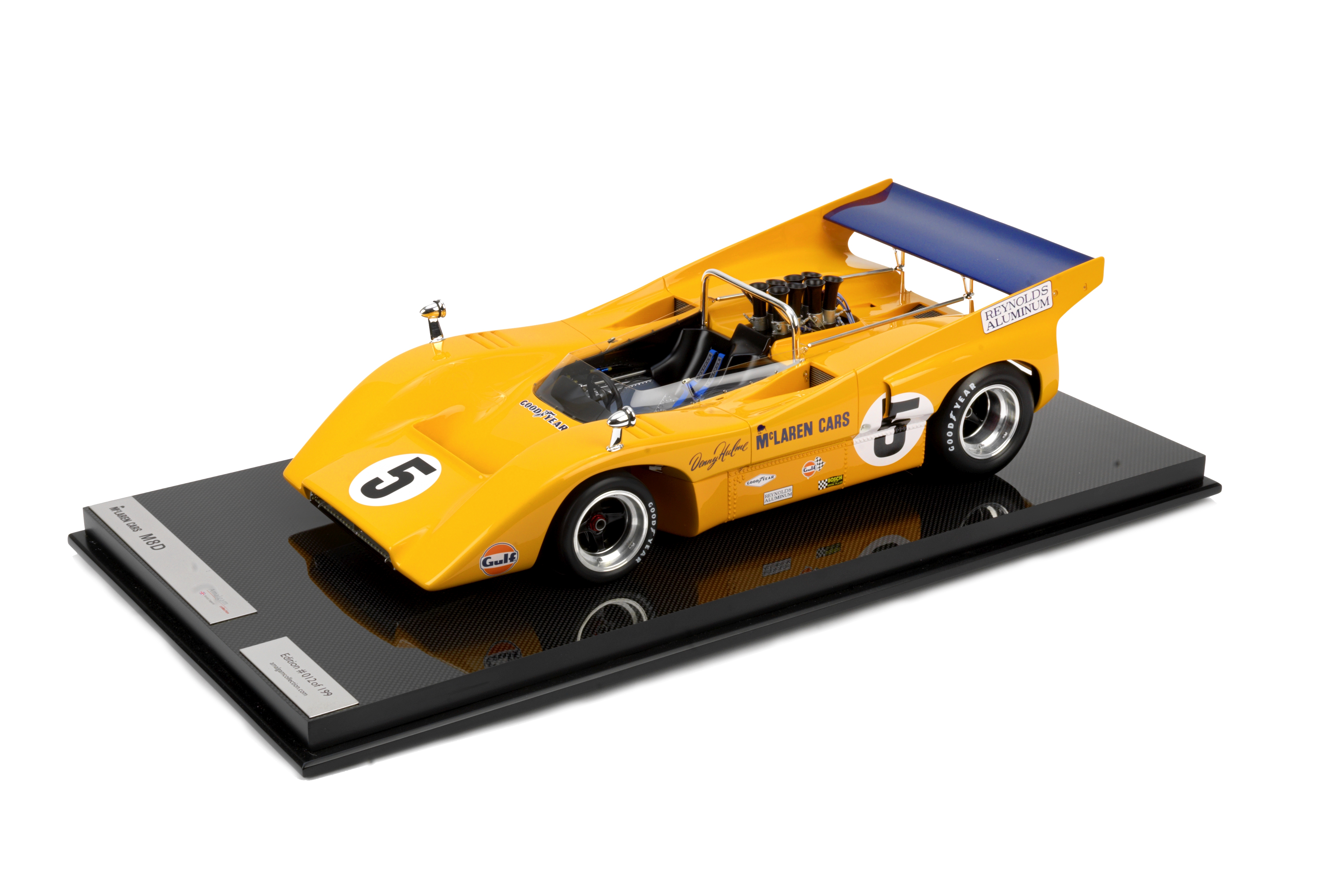 A 1:8 scale limited edition model of the 1970 Can-Am McLaren M8D, by Amalgam,