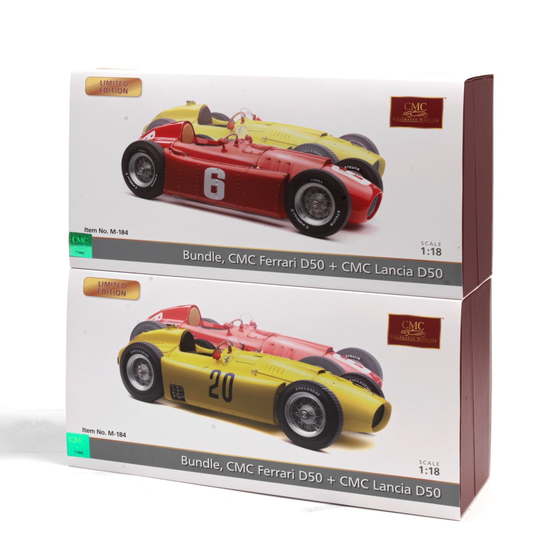Two boxed 1:18 scale 1955 Lancia D50 and 1956 Ferrari D50 Grand Prix limited edition two-model 'B...