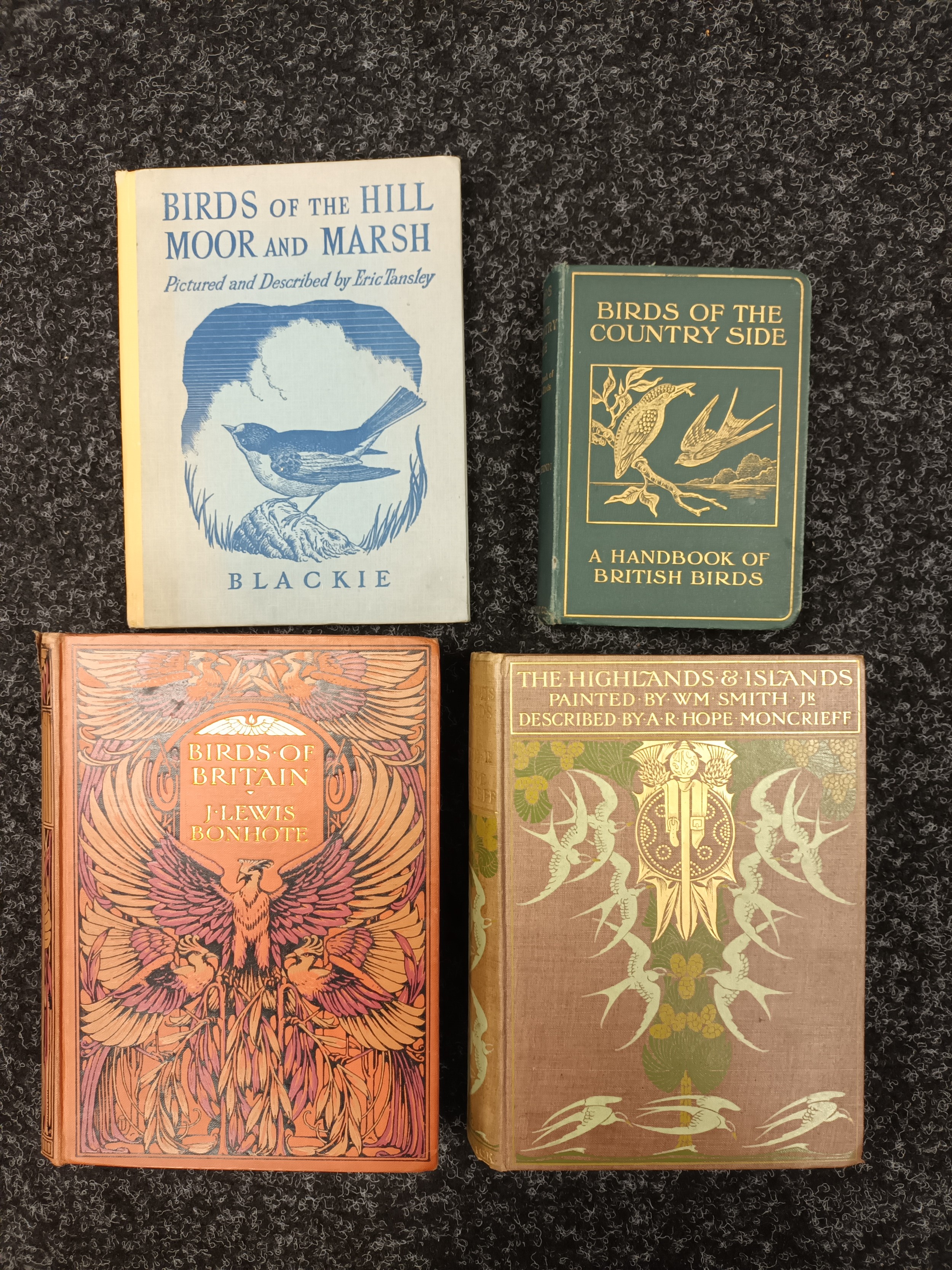 Selection of books titled Birds of the Countryside 1907,Birds of Britain 1907,Birds of the hill moor