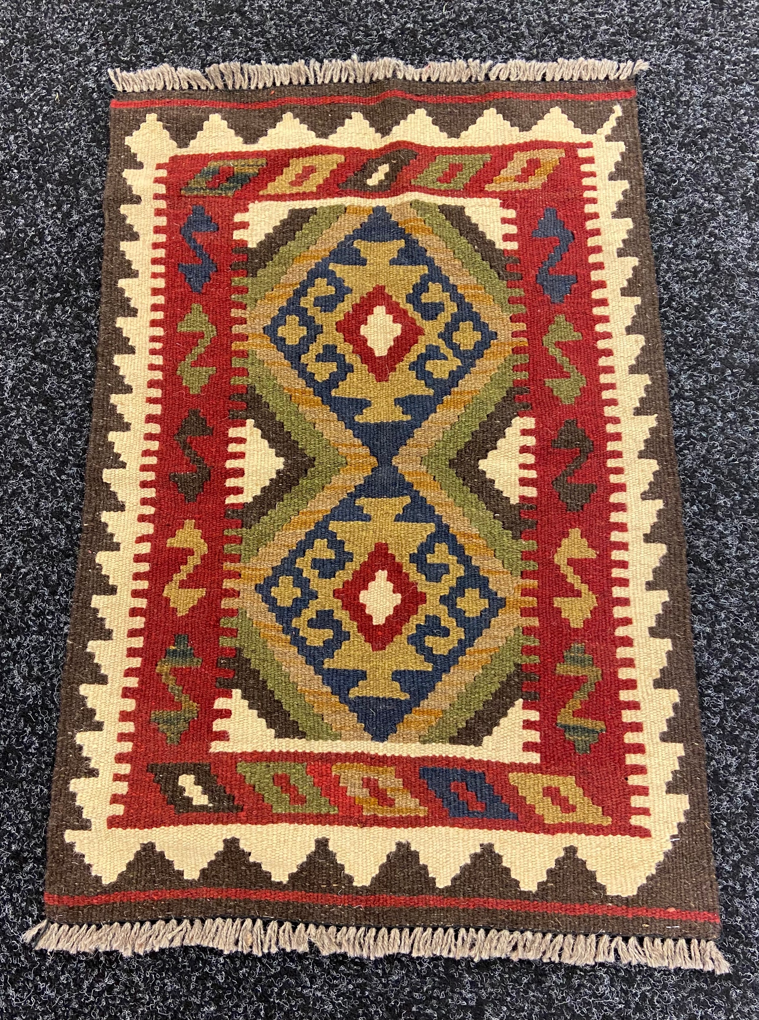 100% hand knotted woollen rug 'Maimana Kilim' [78x53cm]