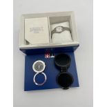 A Ladies Tissot boxed watch together with a London Links travel pocket watch.