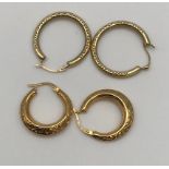 A Pair of ladies 9ct gold hoop earrings. [2.66grams]