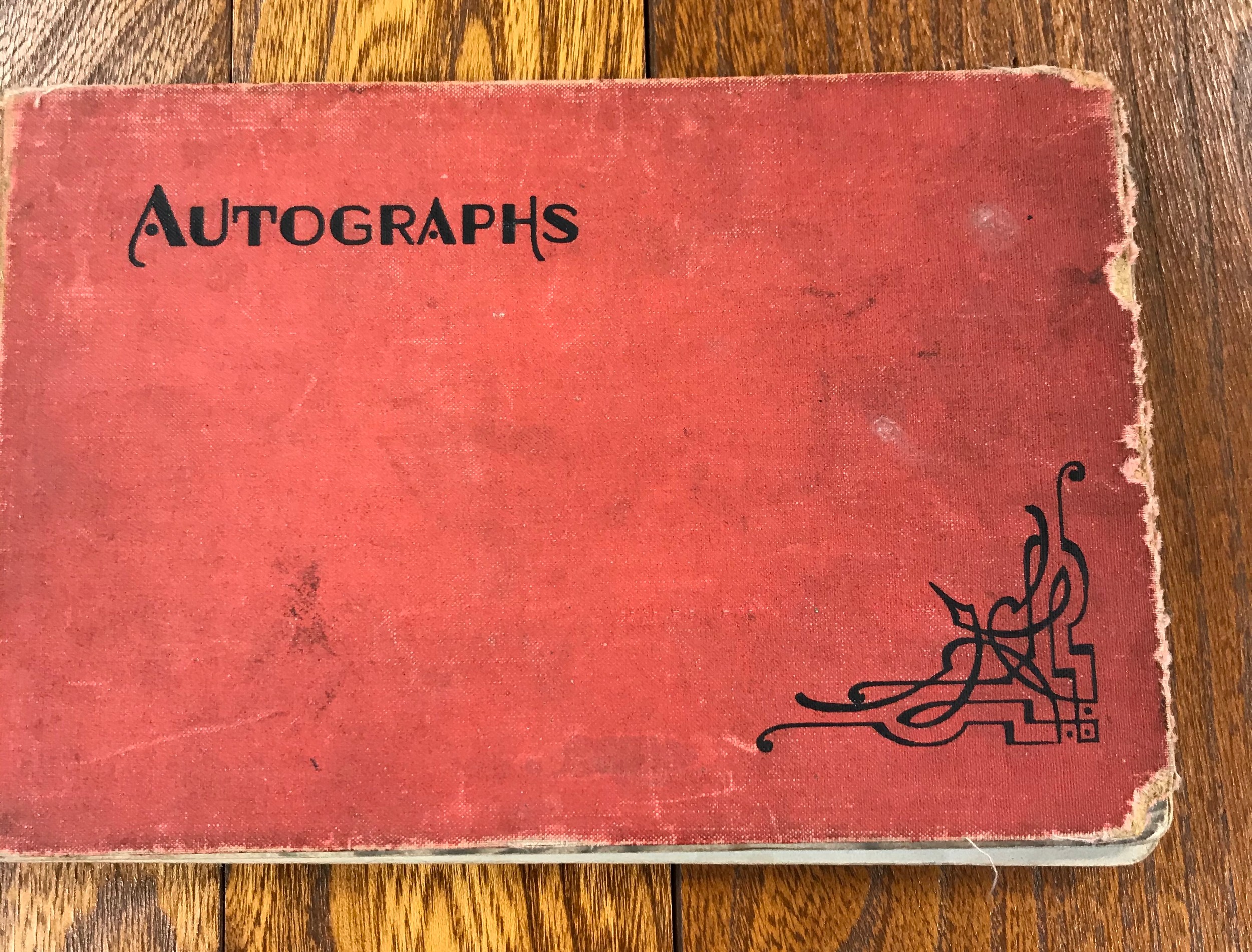 Vintage Autograph book depicting various poems, illustrations, quotes dated 1940's belonging to Miss