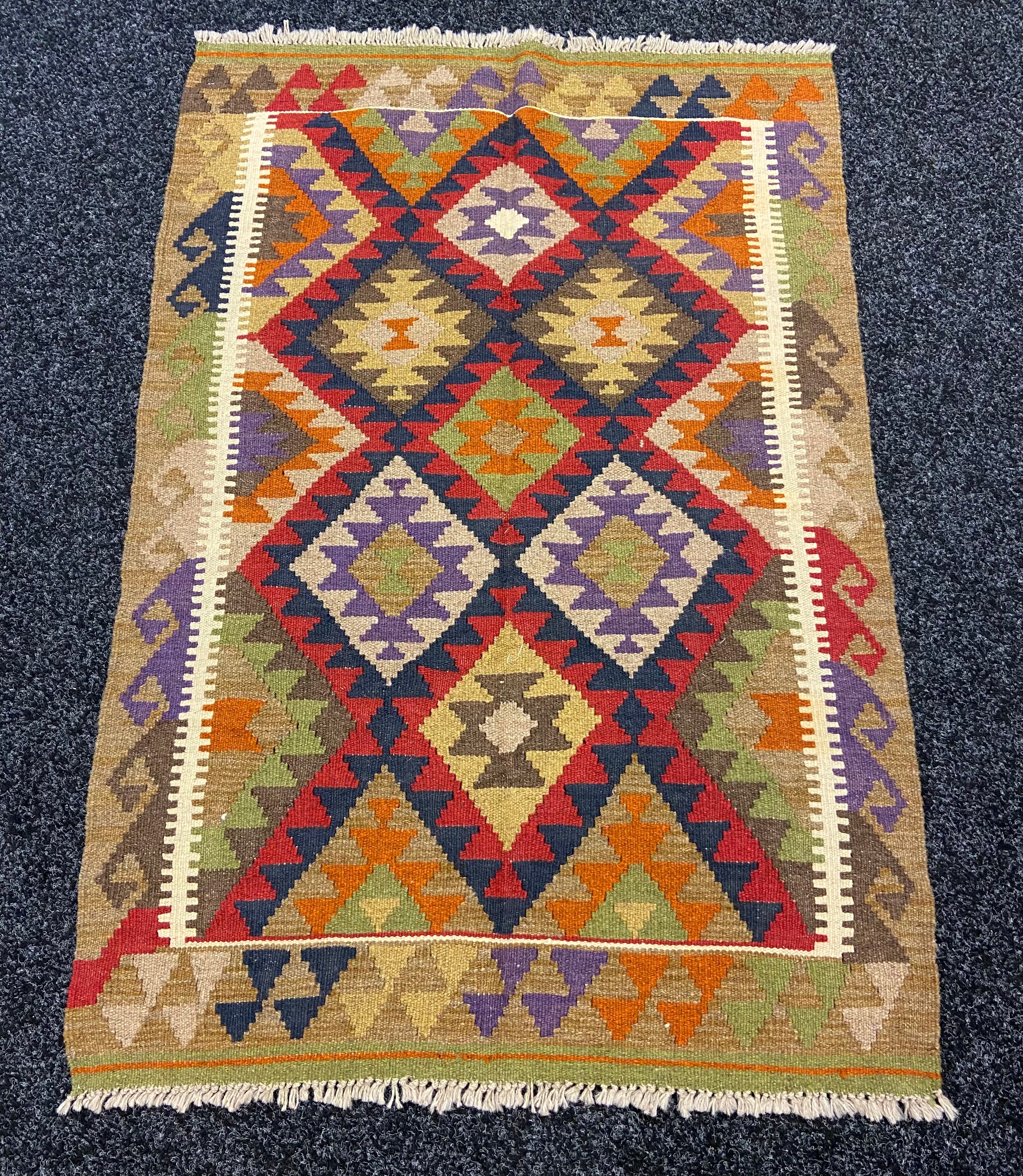 100% hand knotted woollen rug 'Maimana Kilim' [146x100cm]