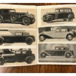 Vintage scrapbook containing cut outs of cars