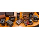 A Collection of vintage bellow camera and box cameras to include bakelite body cameras, No.2