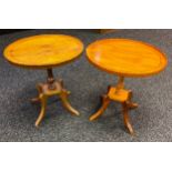 Two yew wood wine tables.
