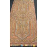 A Large Antique hand woven paisley shawl pattern rug/ wall hanger. [340x164cm]