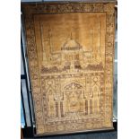 An Antique wall hanging rug depicting Hagia Sophia mosque Istanbul. Plus small silk prayer