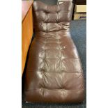 A Contemporary faux brown leather chaise longue