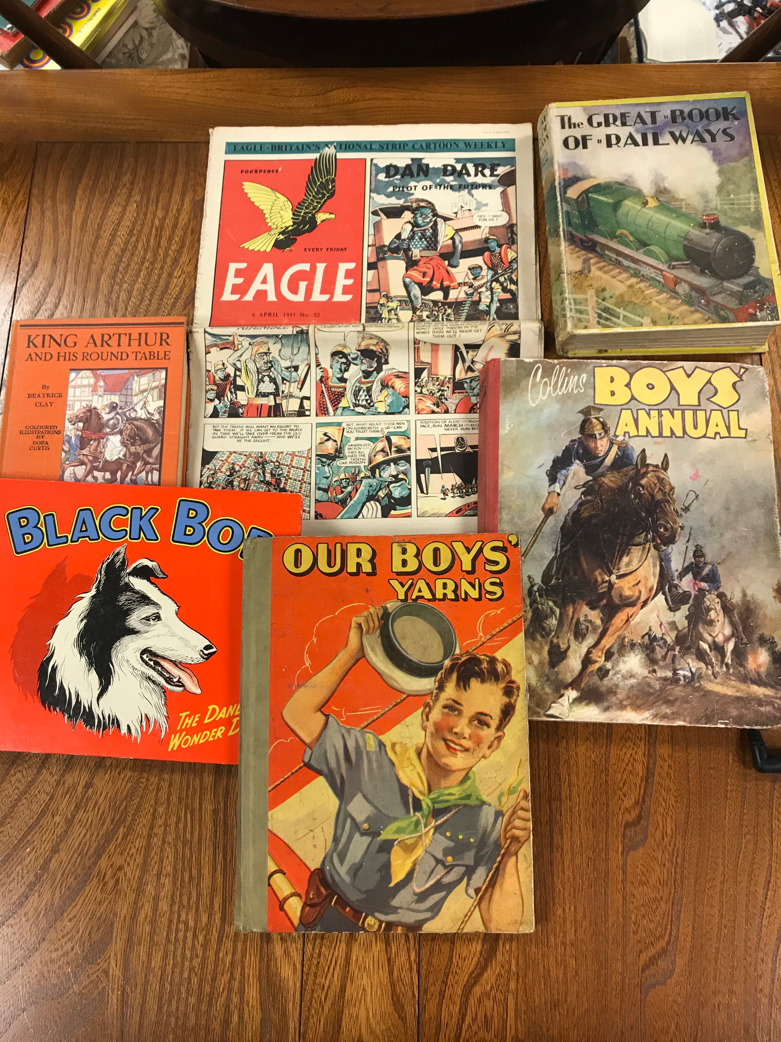 A lot of boys annuals with Eagle comic dated 1951