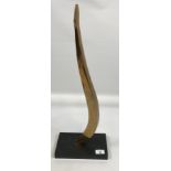 A contemporary bronze abstract sculpture secured onto a black plinth. Signed by the artist. [58cm in