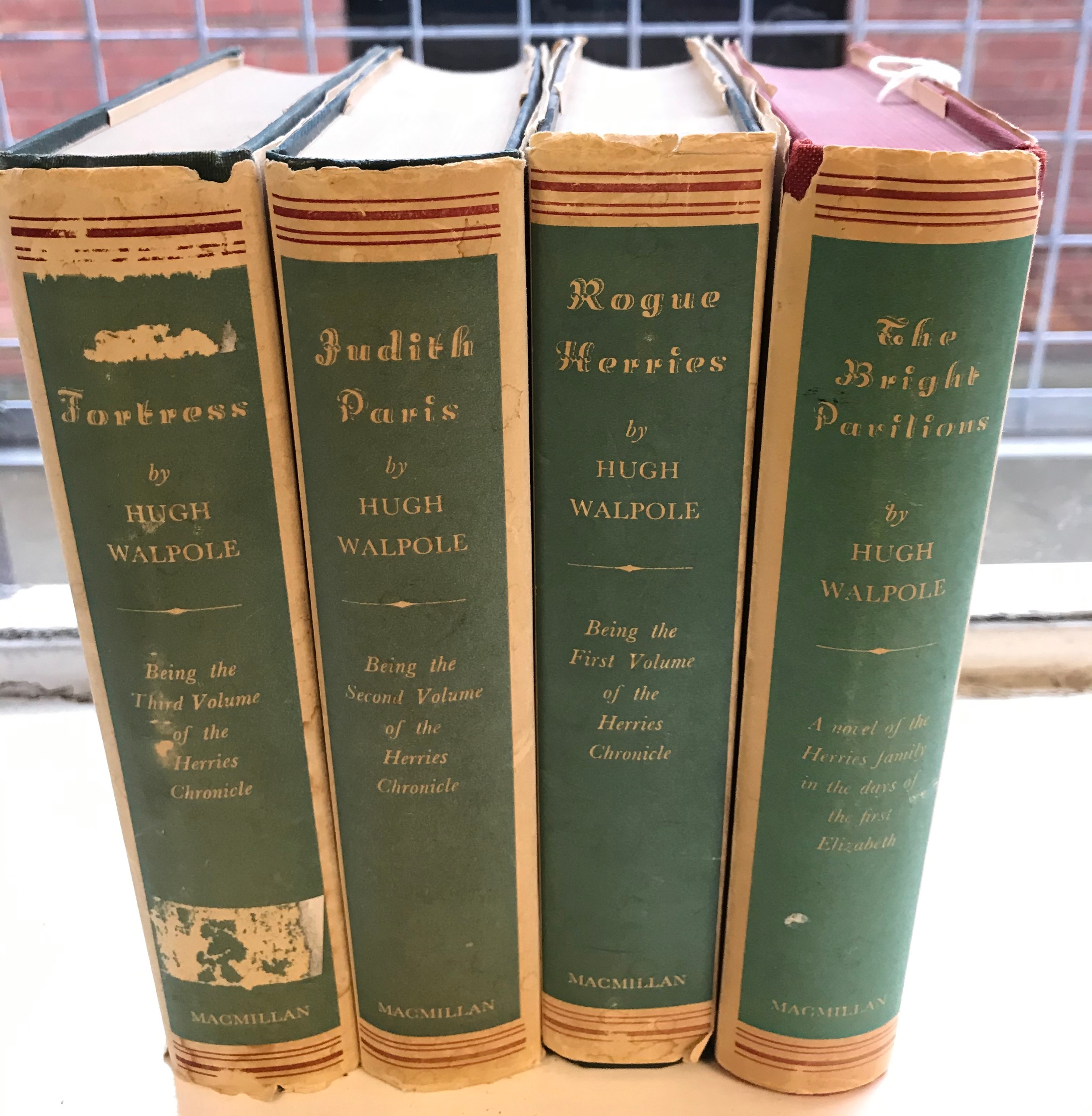 Four books by Hugh Walpole, Fortress, Judith Paris, Rogue Herries and The Bright Parilions