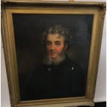 A Large 18th/19th century oil painting on canvas depicting a gentleman of some importance. Fitted