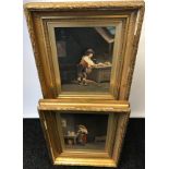 A Pair of 19th century oil paintings on canvas depicting a European style man and lady, signed D