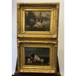 A Lot of two 18th/19th century oil paintings on metal, both depicting scenes of tragedy, dogs trying