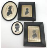 Two 1830's silhouette paintings fitted within gilt and dark wood frames. Together with another two