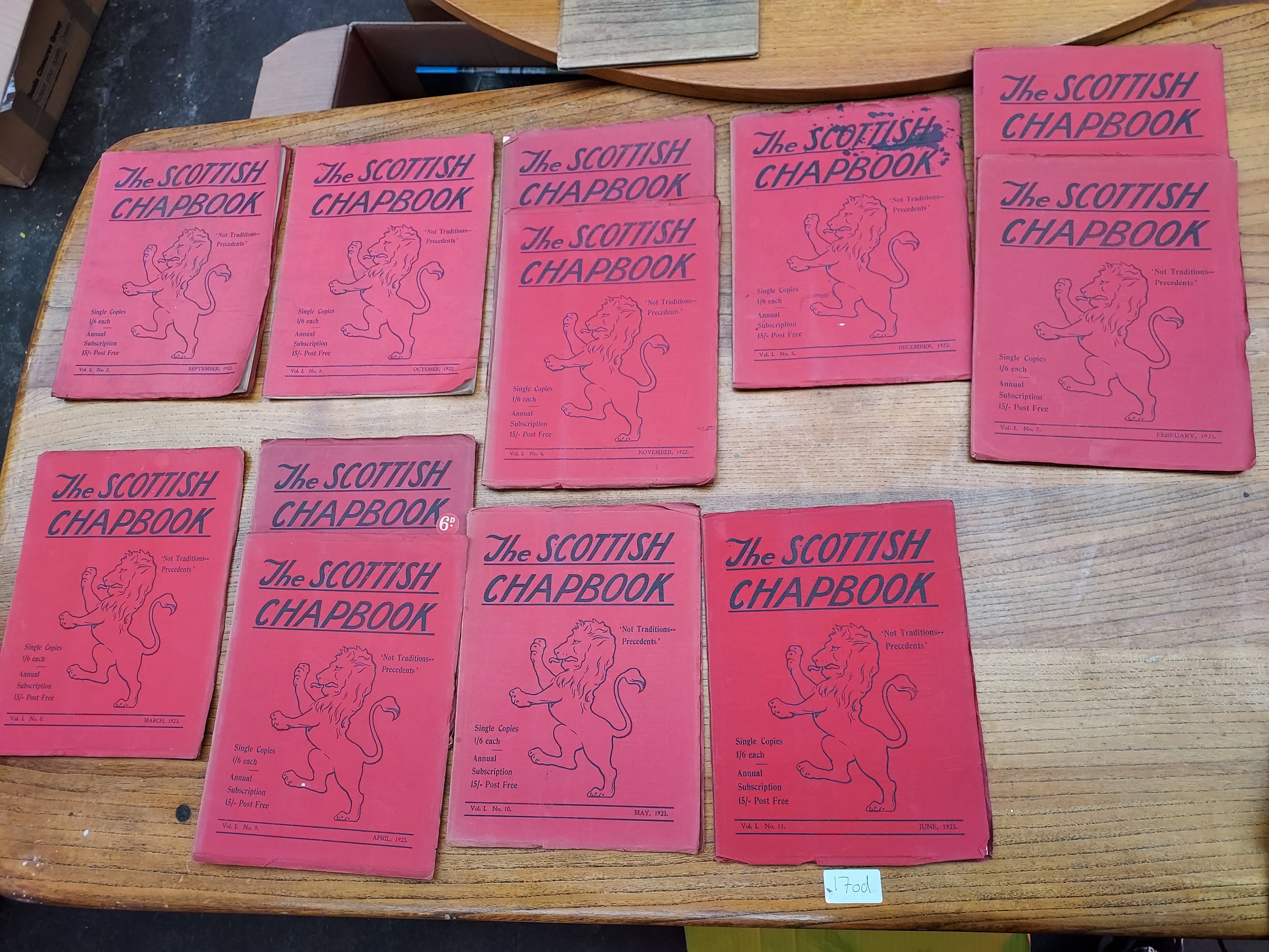 The Scottish Chapbook September 1922 to June 1923 some duplicates. 12 Copies in total.