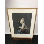 19th/early 20th century print depicting a woman praying, frame [59x46cm]
