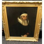 A Large 17th/ 18th century oil painting on canvas possibly depicting Priest Richard Hooker. [
