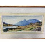 J.G Mathieson Watercolour depicting Glencoe hills from Ballachulish Ferry. [Frame 33x55cm]