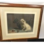 An early 20th century coloured print titled 'Scottie & Khaki' after Margaret Collyer. Fitted