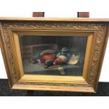 Oil painting on canvas titled 'A Present of Game', signed [J.B. Russell, 1819-1893], Frame, [41.