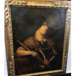A large 17th/ 18th century oil painting on canvas depicting a portrait of an Important figure likely