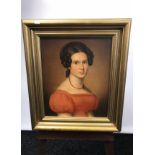 Oil on canvas depicting a lady of importance, within gilt frame art [38x31] frame [53x46cm]