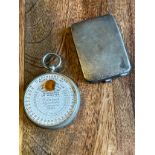 Antique Wynne's Infallible Exposure Meter together with a Birmingham silver match stick holder case