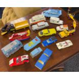 Collection of playworn vehicles [Dinky], includes; Sam's Car, Austin 7, Ford G-T, Dino Ferrari,